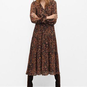 Mango Paisley midi dress w/ long sleeves
